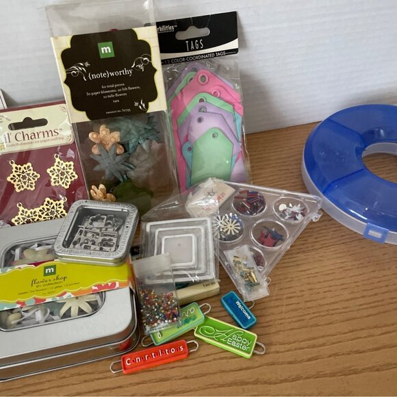 Mixed Scrapbook Craft Supplies Lot w Organizer Wheel Embellishments Card Making - Picture 3 of 8